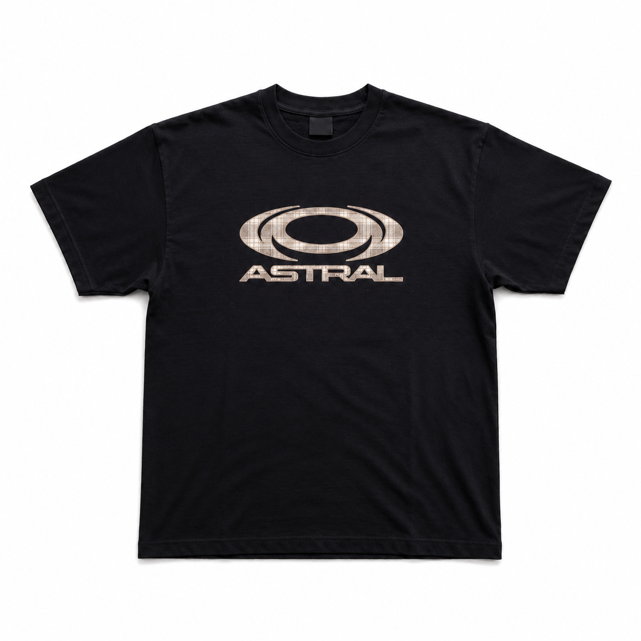 Logo in Plaid Tee In Black